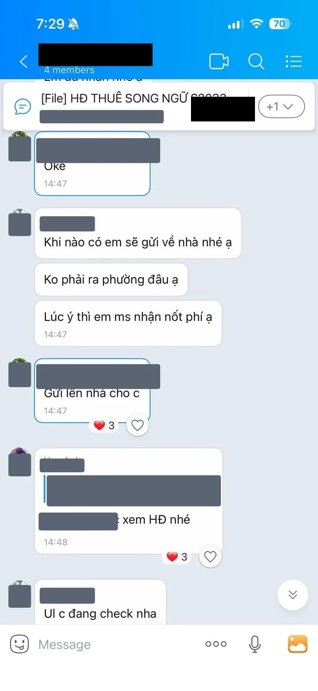 서류를 집으로 보내주겠다는 잘로 대화